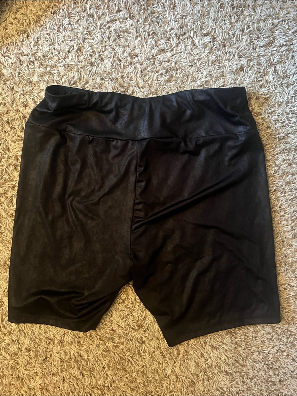 Black womens biker shorts faux leather